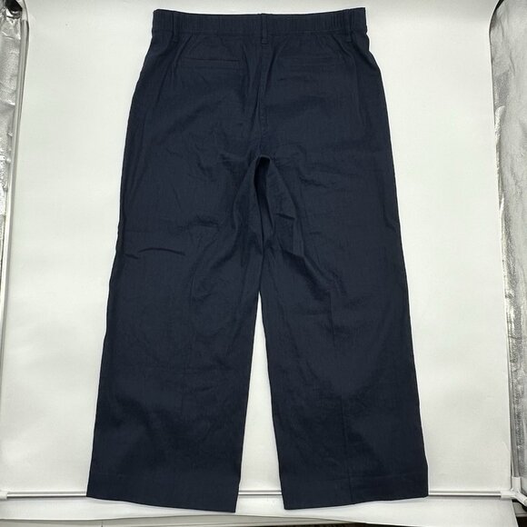 J Jill Linen Stretch Wide Leg Crop Women's Size Large Tall Navy Blue Pants - Picture 10 of 13